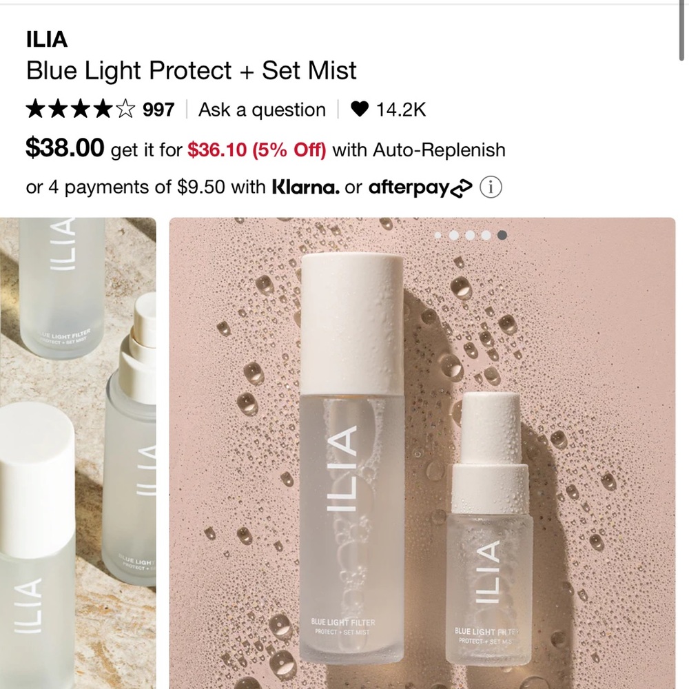 Ilia blue light filter mist